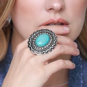 Boho Mandala Flower Natural Stone Ring